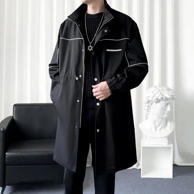 加荣 中长款休闲立领宽松痞帅慵懒英伦风大衣 男女同款