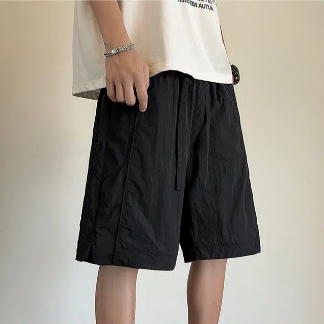 加荣 薄款条纹学生青少年户外运动五分美式高街篮球运动工装短裤 男女同款