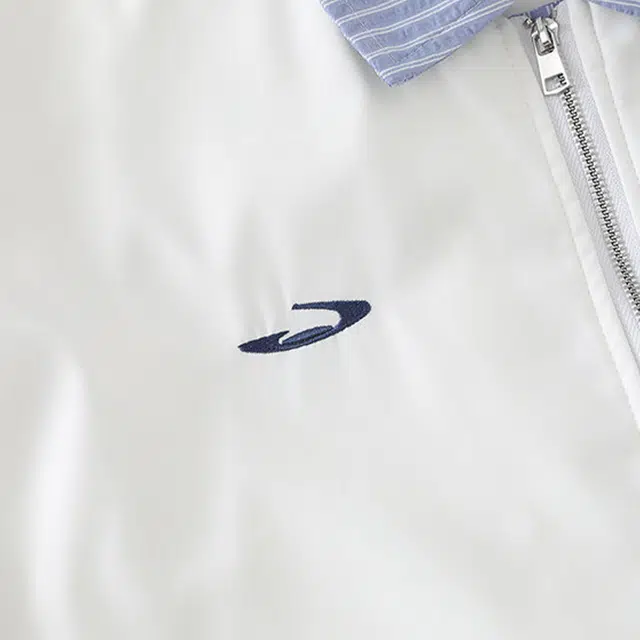 加荣 拼色条纹刺绣翻领外套小众设计感棒球服潮牌宽松舒适假两件休闲拼接飞行夹克 男女同款