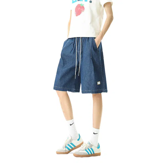 加荣 高夏季轻薄透气美式复古潮流百搭宽松休闲青少年户外出行五分中裤外穿牛仔短裤 男女同款