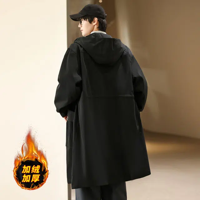 加荣 高级感英伦风中长款秋冬季连帽宽松百搭过膝潮流时尚工装大衣 男女同款