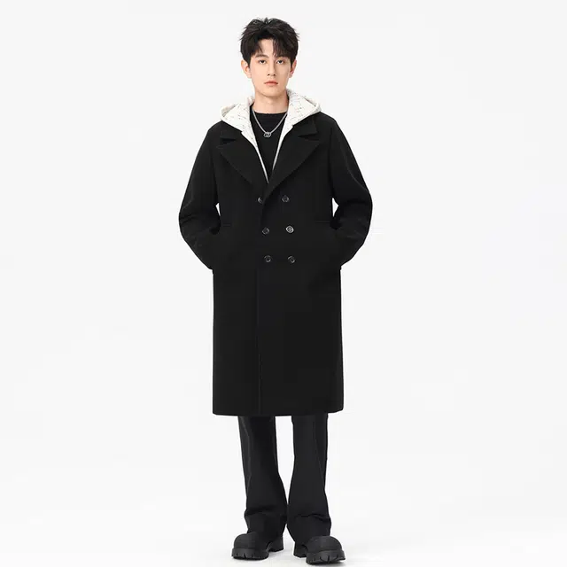 加荣 假两件潮流高级感穿搭双排扣中过膝休闲百搭上衣小众设计感风衣外套 男女同款