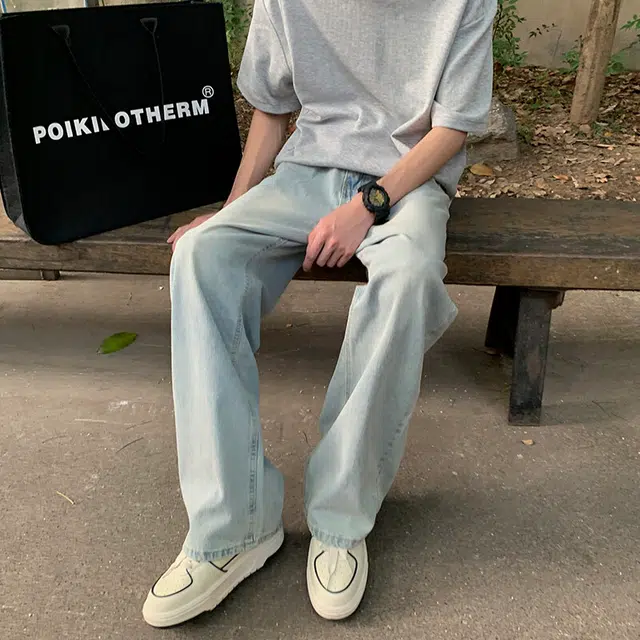 加荣 美式高街直筒宽松薄款潮牌百搭舒适牛仔裤 男女同款