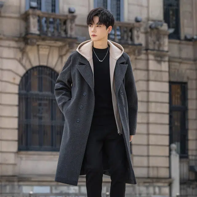 加荣 假两件连帽中长款舒适百搭休闲长袖大衣 男女同款