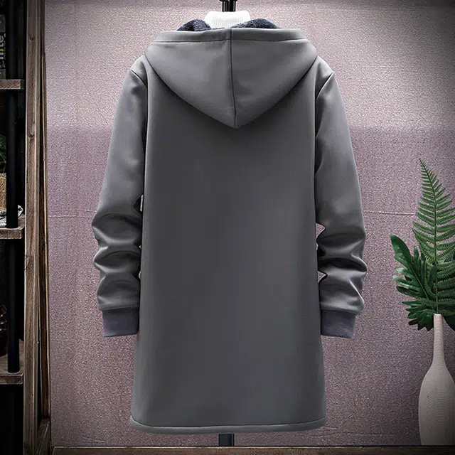 加荣 羊羔绒外套男中长款冬季加绒加厚大衣秋冬羊羔毛男装宽松休闲连帽上衣男款帅气大码披风青少年高级感棉衣冬款高端风衣 男女同款