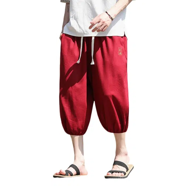 加荣 新中式薄款透气潮流青少年哈伦裤百搭宽松直筒阔腿裤休闲短裤 男女同款