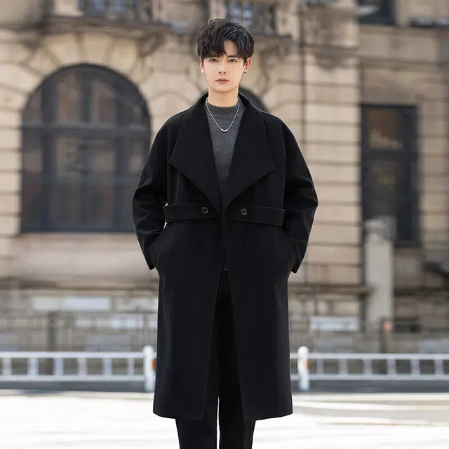 加荣 毛呢中长款过膝呢子秋季英伦风时尚高级感慵懒风松弛感纯色基础款休闲百搭大衣 男女同款