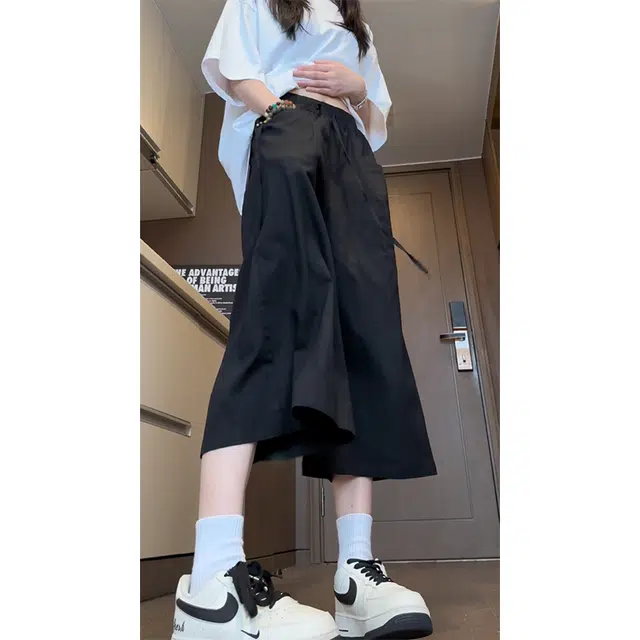 加荣 亚麻速干凉感纯色松紧腰抽绳系带简约基础薄款百搭宽松高级感垂感阔腿夏季休闲短裤 男女同款