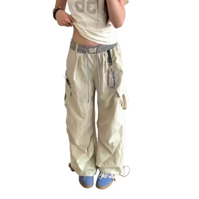 加荣 美式速干伞兵薄款透气潮流百搭弯刀阔腿裤子宽松直筒休闲裤工装裤 男女同款