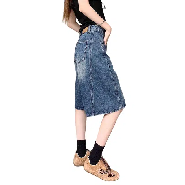 加荣 复古水洗五分裤男夏季轻薄透气潮牌青少年日常出行通勤百搭男裤小众设计感高腰显瘦宽松阔腿裤休闲裤牛仔短裤 男女同款