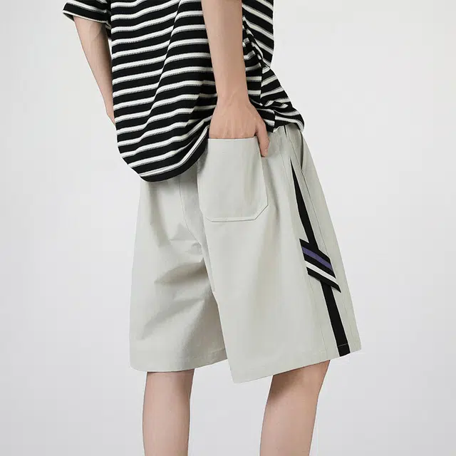 加荣 薄款透气美式潮牌运动直筒宽松垂感阔腿运动夏季五分裤休闲短裤 男女同款