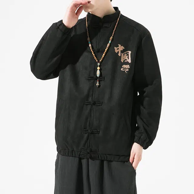 加荣 复古风宽松潮牌盘扣中山装改良时尚高级感居士服夹克 男女同款