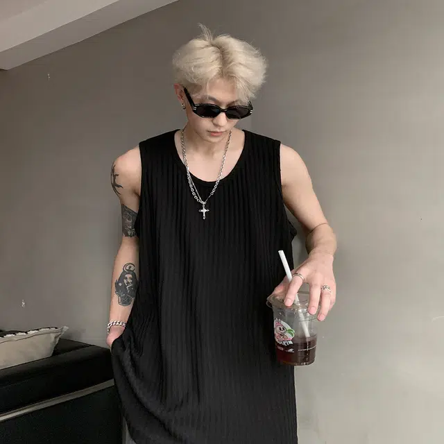 加荣 肌理感无袖青少年运动宽松打底背心 男女同款