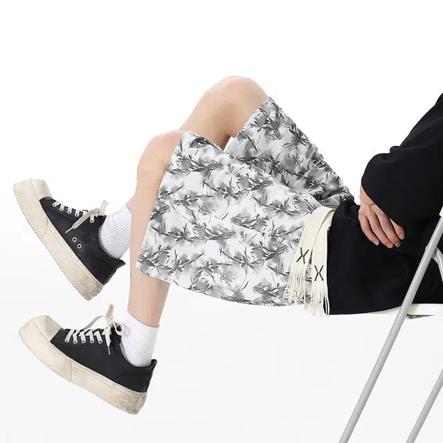 加荣 美式复古扎染薄款透气潮流痞帅青少年五分沙滩裤子宽松中裤休闲短裤 男女同款