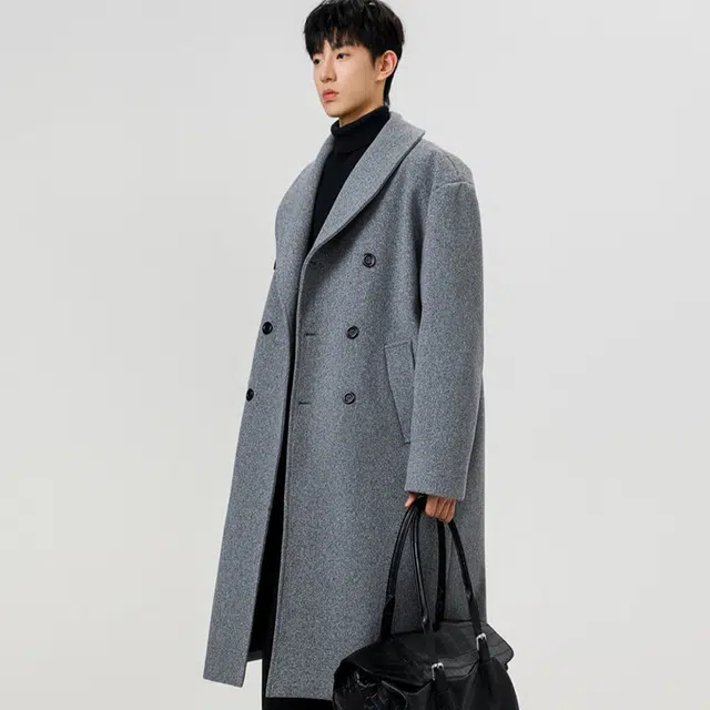 加荣 中长款毛呢英伦风高端休闲风防寒纯色基础款穿搭高级感宽松长袖大衣 男女同款