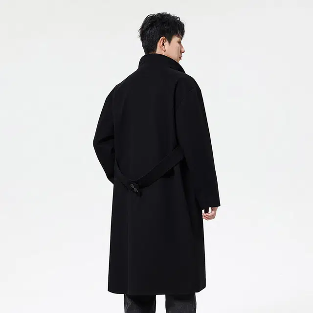 加荣 英伦风复古中长款潮牌休闲慵懒纯色大衣 男女同款