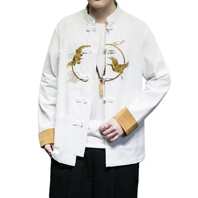 加荣 新中式国风男装衬衫秋季流行风格休闲男款日常百搭简约高级感长袖时尚高端衣服慵懒风情侣夹克上衣舒适亲肤男士外套 男女同款