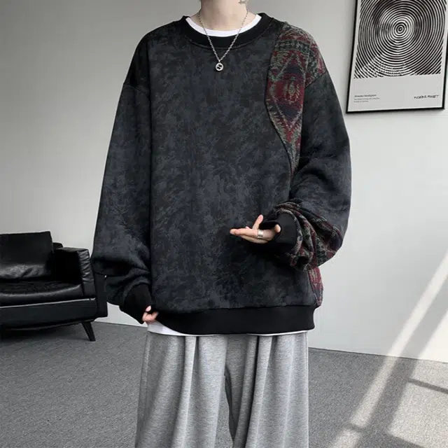 加荣 新中式拼接套头潮牌舒适百搭长袖卫衣 男女同款