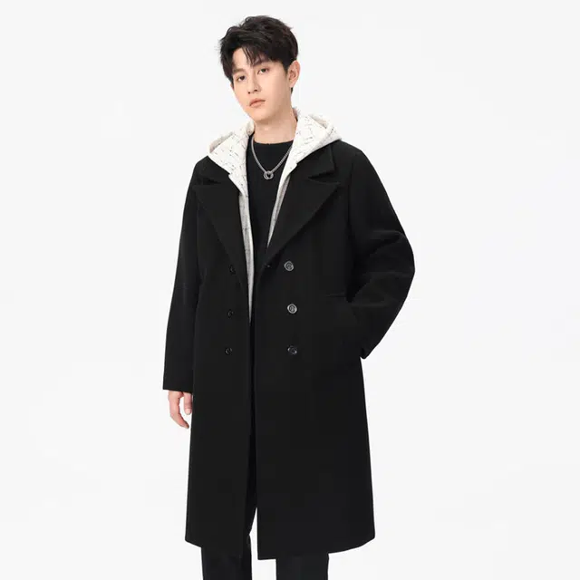 加荣 假两件潮流高级感穿搭双排扣中过膝休闲百搭上衣小众设计感风衣外套 男女同款