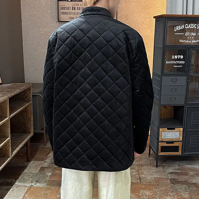 加荣 中国风丽复古菱形格棉新中式宽松唐装盘扣汉服休闲百搭棉衣慵懒感时尚高级感棉服 男女同款