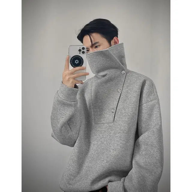 加荣 美式男装垫肩外套秋季高级感小众设计开襟纽领感长袖恤老钱风宽松痞帅高立领防风卫衣青少年帅气学生潮流上衣 男女同款