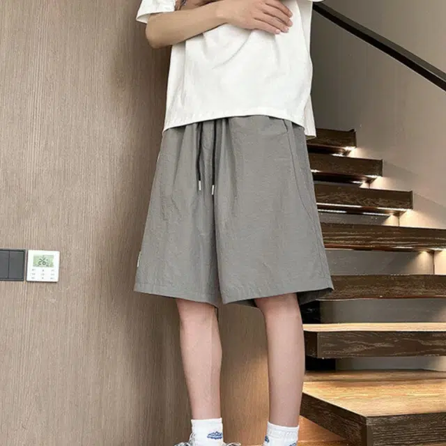 加荣 拼接薄款宽松透气美式潮牌五分裤休闲短裤 男女同款
