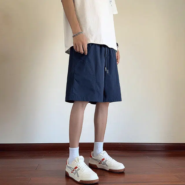 加荣 美式山系多功能斜切速干冰丝运动篮球潮流拼接宽松工装裤薄款休闲短裤 男女同款