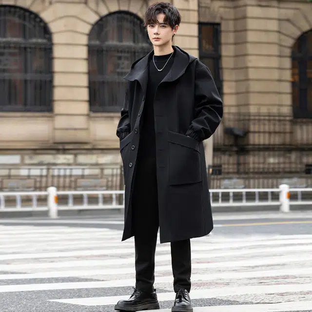 加荣 美式宽松连帽潮流高级感过膝高端休闲百搭慵懒感廓形中长款长袖大衣 男女同款