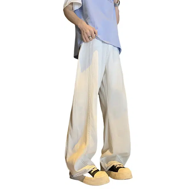 加荣 美式复古休闲薄款透气高街痞帅高级感青少年户外出行百搭直筒阔腿拖地裤牛仔裤 男女同款