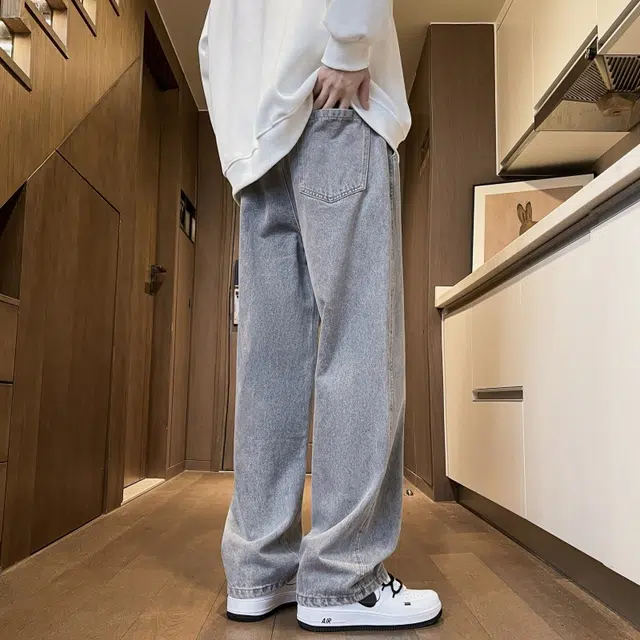 加荣 宽松直筒裤青少年高级感水洗做旧休闲裤夏季潮牌高街复古牛仔裤 男女同款