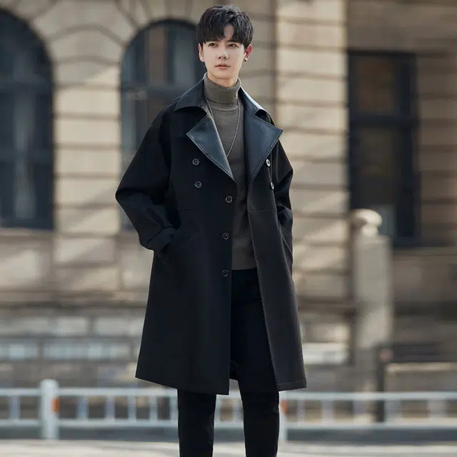 加荣 纯色翻领适中长袖大衣 男女同款