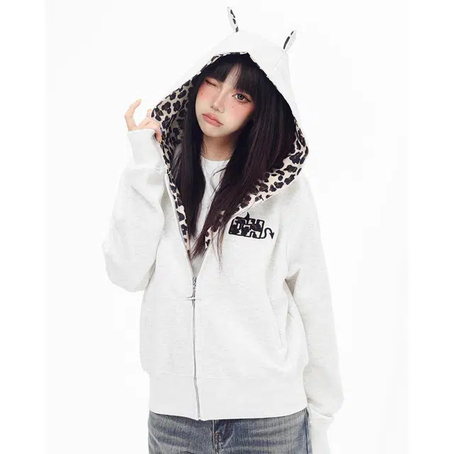 加荣 春秋日常舒适百搭设计感时尚高端刺绣小恶魔元素上衣美式复古高街慵懒休闲开衫宽松港风式拉链连帽小众长袖情侣卫衣 男女同款