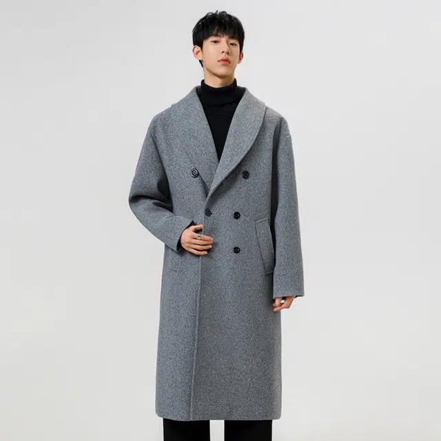 加荣 中长款毛呢英伦风高端休闲风防寒纯色基础款穿搭高级感宽松长袖大衣 男女同款