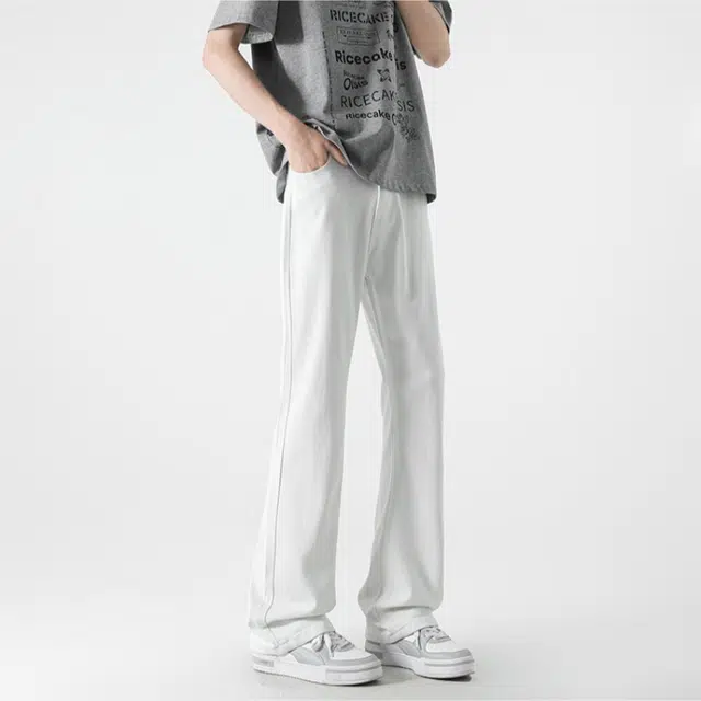 加荣 美式微喇休闲高街直筒弯刀裤男夏季薄款透气水洗显瘦潮流痞帅青少年百搭牛仔裤 男女同款