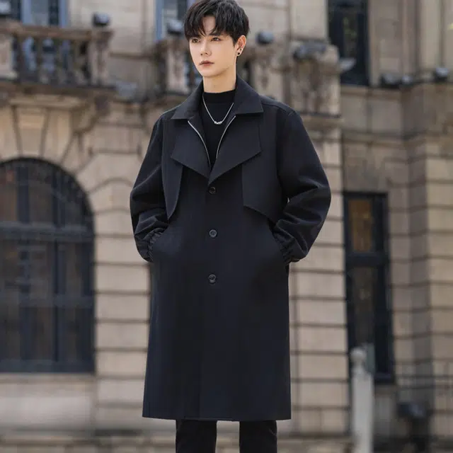 加荣 复古假二件英伦风双层领高级感外套通勤百搭披风慵懒风痞帅青少年风衣 男女同款