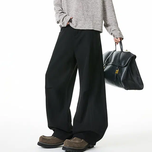 加荣 美式复古水洗做旧牛仔裤男款秋季潮牌褶皱宽松直筒裤男高街百搭休闲裤男装痞帅阔腿垂感弯刀裤男士小众解构设计长裤 男女同款