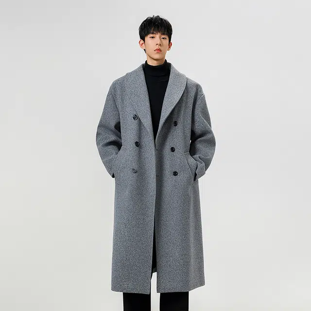 加荣 时尚高级感宽松舒适外衣中长款呢子过膝款青少年痞帅男装披风潮流高端大衣休闲百搭风衣 男女同款