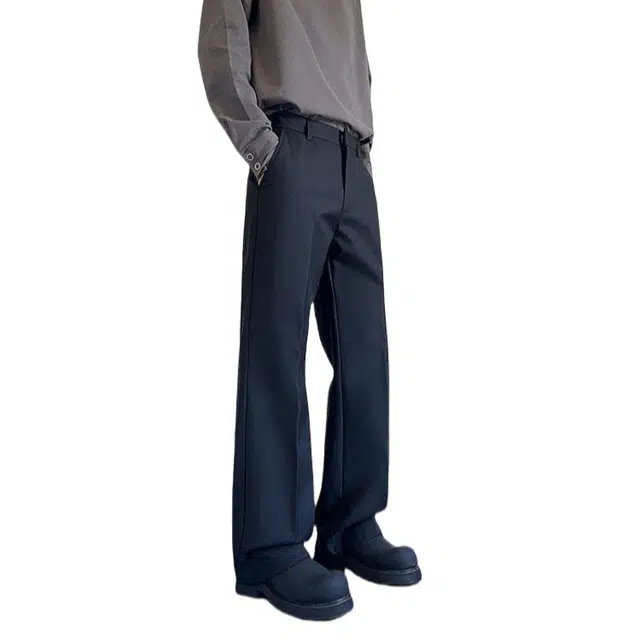 加荣 美式高街纯色简约休闲青少年日常出行通勤百搭宽松潮牌高级感直筒西装裤 男女同款