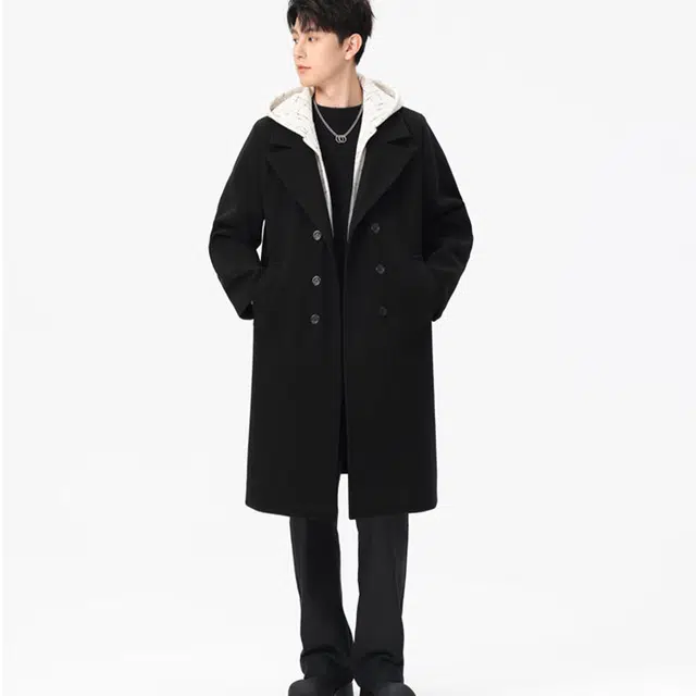 加荣 假两件潮流高级感穿搭双排扣中过膝休闲百搭上衣小众设计感风衣外套 男女同款