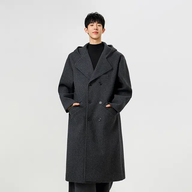 加荣 纯色连帽休闲百搭大衣 男女同款