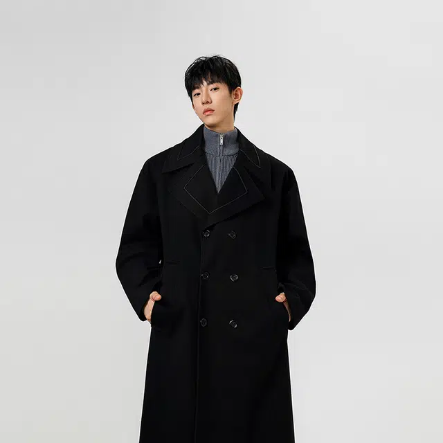 加荣 高级感美式撞色设计时尚潮流休闲百搭中长款过膝加厚慵懒风松弛感风衣 男女同款