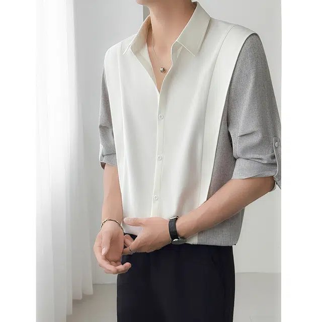 加荣 薄款透气百搭设计感青少年潮流痞帅宽松休闲短袖衬衫 男女同款