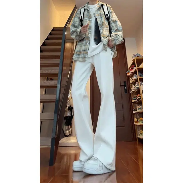 加荣 弯刀微喇裤薄款高个子加长直筒不贴腿牛仔裤 男女同款