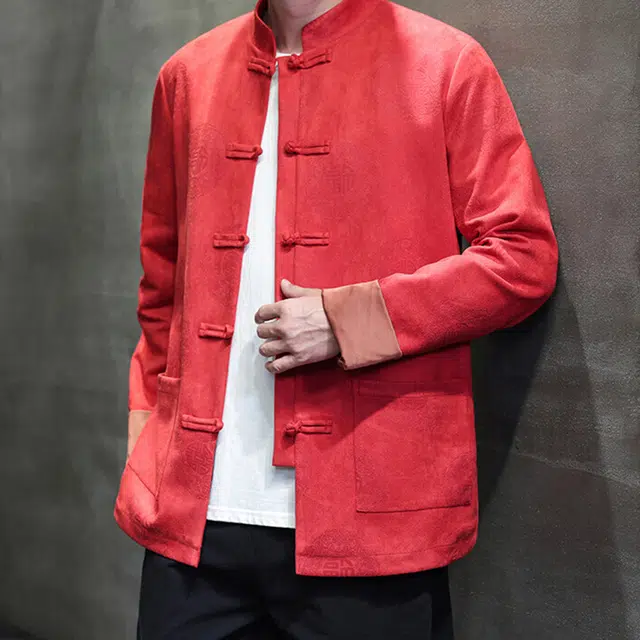 加荣 新中式高端复古盘扣改良唐装中国风宽松慵懒风中山装休闲百搭衫简约纯色基础款夹克外套 男女同款