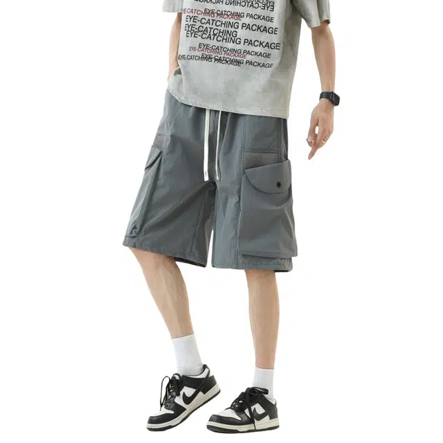 加荣 大口袋网眼透气薄款潮流百搭工装短裤 男女同款