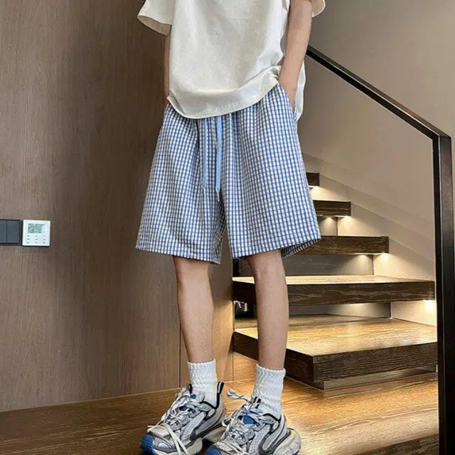 加荣 薄款透气美式复古五分裤潮牌运动松紧腰系带宽松休闲短裤 男女同款
