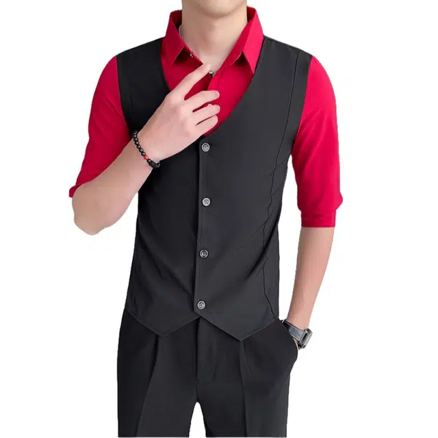 加荣 轻薄透气潮流百搭修身拼色撞色工服假两件衬衣短袖衬衫 男女同款