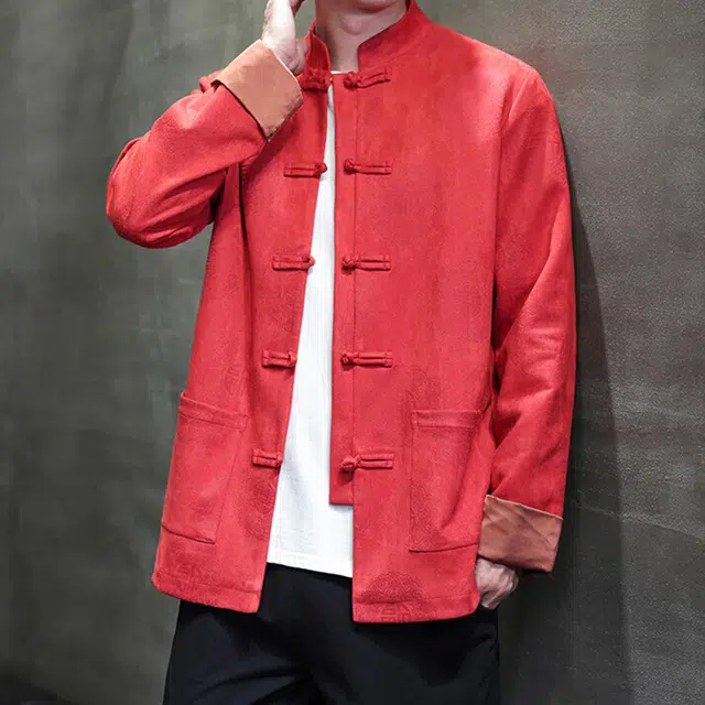 加荣 新中式高端复古盘扣改良唐装中国风宽松慵懒风中山装休闲百搭衫简约纯色基础款夹克外套 男女同款