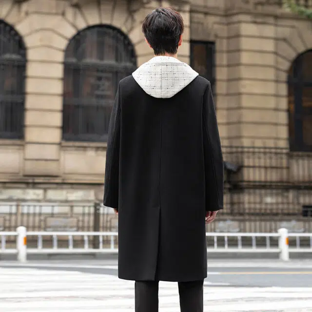 加荣 假两件中长款休闲百搭连帽舒适长袖风衣 男女同款