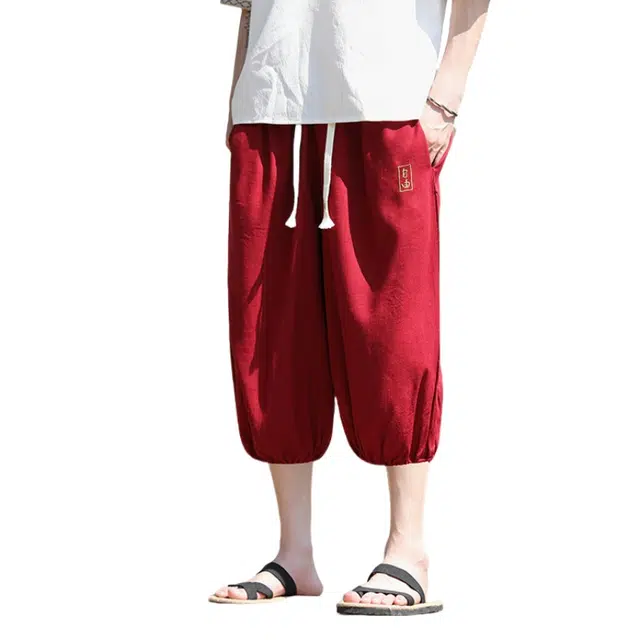 加荣 新中式薄款透气潮流青少年哈伦裤百搭宽松直筒阔腿裤休闲短裤 男女同款